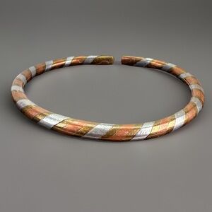 Vintage aged silvertone coppertone bronze tone twisted bangle bracelet